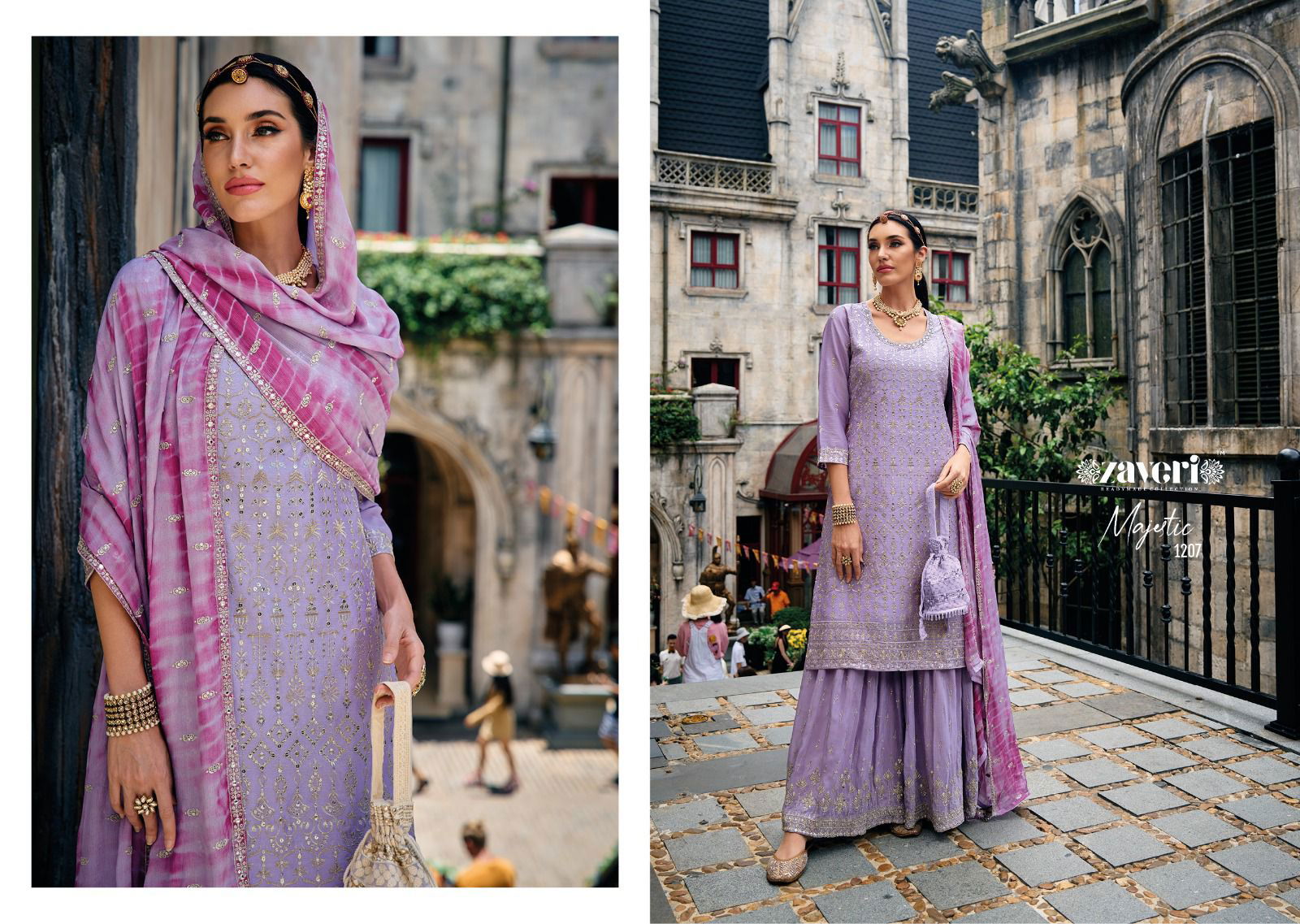 Majestic By Zaveri Sharara Readymade Suits Catalog
